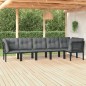 vidaXL Juego de muebles de jardín 6 pzas ratán sintético negro y gris