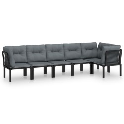 vidaXL Juego de muebles de jardín 6 pzas ratán sintético negro y gris