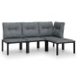 vidaXL Set de muebles de jardín 4 piezas ratán sintético negro y gris vidaXL Set de muebles de jardín 4 piezas ratán sintético negro y gris