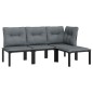 vidaXL Set de muebles de jardín 4 piezas ratán sintético negro y gris vidaXL Set de muebles de jardín 4 piezas ratán sintético negro y gris