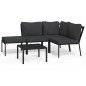 vidaXL Set de muebles de jardín 5 piezas acero con cojines gris vidaXL Set de muebles de jardín 5 piezas acero con cojines gris