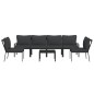 vidaXL Juego de muebles de jardín 7 piezas acero con cojines gris vidaXL Juego de muebles de jardín 7 piezas acero con cojines gris