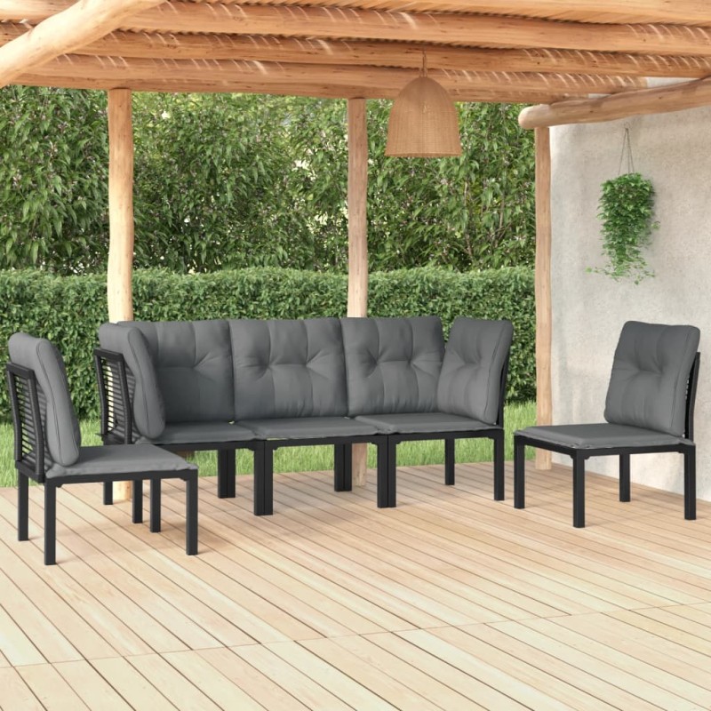 vidaXL Juego de muebles de jardín 5 pzas ratán sintético negro y gris