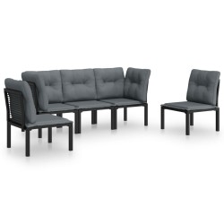 vidaXL Juego de muebles de jardín 5 pzas ratán sintético negro y gris