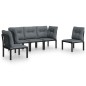 vidaXL Juego de muebles de jardín 5 pzas ratán sintético negro y gris