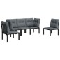 vidaXL Juego de muebles de jardín 5 pzas ratán sintético negro y gris