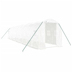 vidaXL Invernadero con estructura de acero blanco 20 m² 10x2x2 m
