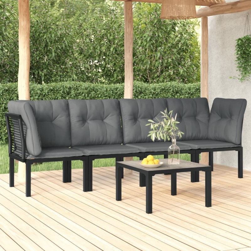 vidaXL Juego de muebles de jardín 5 pzas ratán sintético negro y gris vidaXL Juego de muebles de jardín 5 pzas ratán sintético negro y gris