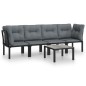 vidaXL Juego de muebles de jardín 5 pzas ratán sintético negro y gris vidaXL Juego de muebles de jardín 5 pzas ratán sintético negro y gris