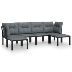 vidaXL Juego de muebles de jardín 6 pzas ratán sintético negro y gris