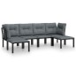 vidaXL Juego de muebles de jardín 6 pzas ratán sintético negro y gris vidaXL Juego de muebles de jardín 6 pzas ratán sintético negro y gris