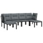 vidaXL Juego de muebles de jardín 6 pzas ratán sintético negro y gris vidaXL Juego de muebles de jardín 6 pzas ratán sintético negro y gris