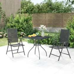 vidaXL Juego de comedor de jardín 3 piezas acero gris antracita