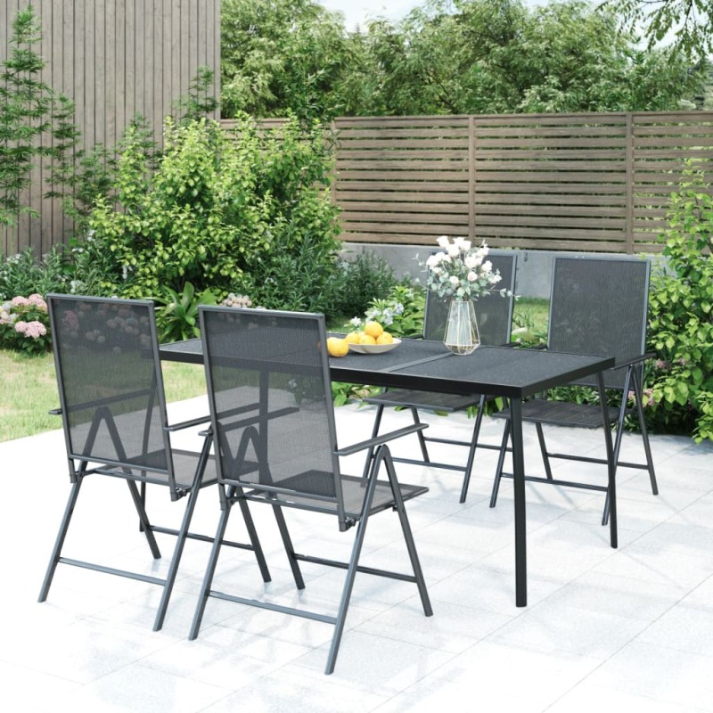 vidaXL Juego de comedor de jardín 5 piezas acero gris antracita vidaXL Juego de comedor de jardín 5 piezas acero gris antracita