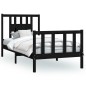 vidaXL Estructura de cama con cabecero madera de pino negra 90x200 cm