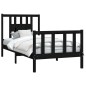 vidaXL Estructura de cama con cabecero madera de pino negra 90x200 cm