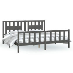 vidaXL Estructura de cama con cabecero madera de pino gris 180x200cm
