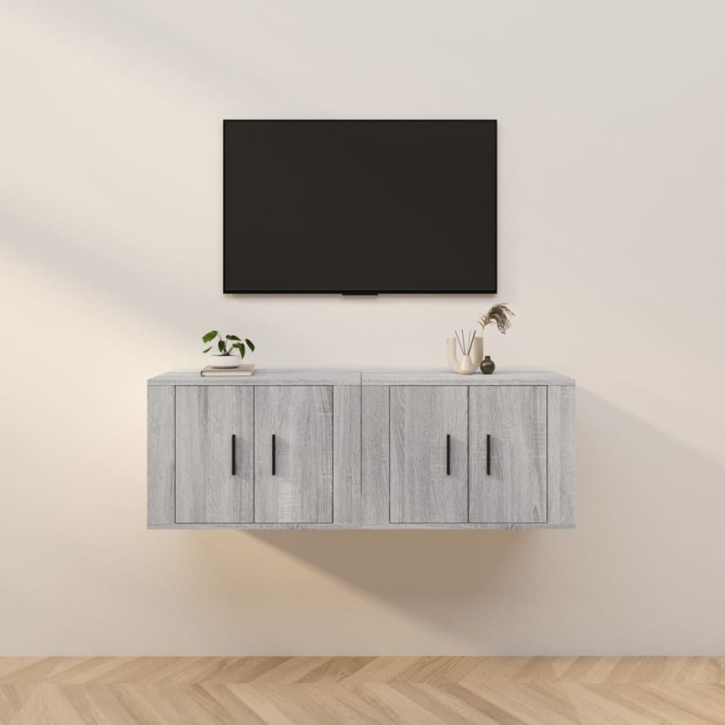 vidaXL Muebles para TV de pared 2 uds gris Sonoma 57x34,5x40 cm vidaXL Muebles para TV de pared 2 uds gris Sonoma 57x34,5x40 cm