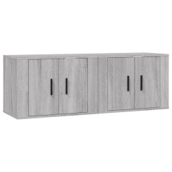 vidaXL Muebles para TV de pared 2 uds gris Sonoma 57x34,5x40 cm