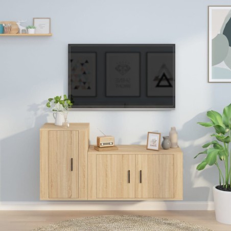 vidaXL Set de muebles para TV 2 pzas madera contrachapada roble sonoma