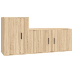 vidaXL Set de muebles para TV 2 pzas madera contrachapada roble sonoma