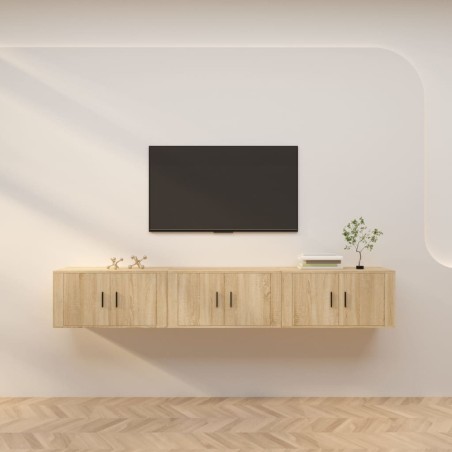 vidaXL Muebles para TV de pared 3 uds roble Sonoma 80x34,5x40 cm