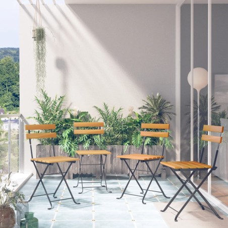 vidaXL Sillas bistró de terraza plegables 4 uds madera maciza acacia