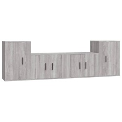 vidaXL Set de muebles para TV 4 pzas madera contrachapada gris Sonoma