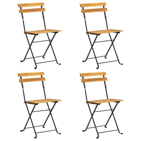 vidaXL Sillas bistró de terraza plegables 4 uds madera maciza acacia