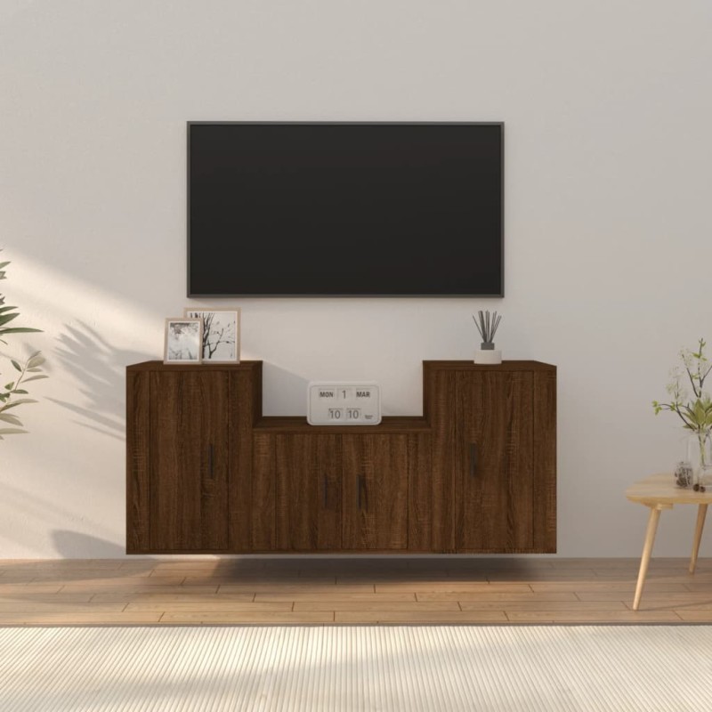 vidaXL Set de muebles para TV 3 pzas madera contrachapada roble marrón vidaXL Set de muebles para TV 3 pzas madera contrachapada roble marrón