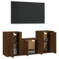 vidaXL Set de muebles para TV 3 pzas madera contrachapada roble marrón vidaXL Set de muebles para TV 3 pzas madera contrachapada roble marrón