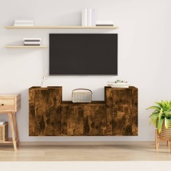vidaXL Set de muebles de TV 3 pzas madera contrachapada roble ahumado