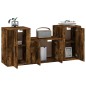 vidaXL Set de muebles de TV 3 pzas madera contrachapada roble ahumado vidaXL Set de muebles de TV 3 pzas madera contrachapada roble ahumado