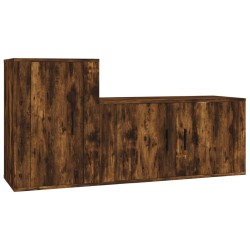 vidaXL Set de muebles de TV 2 pzas madera contrachapada roble ahumado