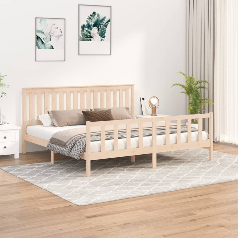 vidaXL Estructura de cama con cabecero madera maciza de pino 200x200cm