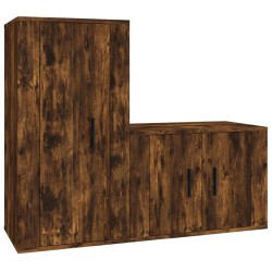 vidaXL Set de muebles de TV 2 pzas madera contrachapada roble ahumado