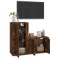 vidaXL Set de muebles de TV 2 pzas madera contrachapada roble ahumado