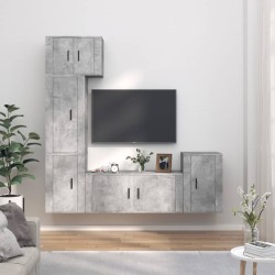 vidaXL Set de muebles de TV 5 pzas madera contrachapada gris hormigón