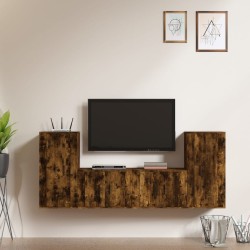 vidaXL Set de muebles de TV 4 pzas madera contrachapada roble ahumado
