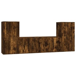 vidaXL Set de muebles de TV 4 pzas madera contrachapada roble ahumado