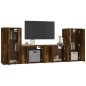 vidaXL Set de muebles de TV 4 pzas madera contrachapada roble ahumado vidaXL Set de muebles de TV 4 pzas madera contrachapada roble ahumado