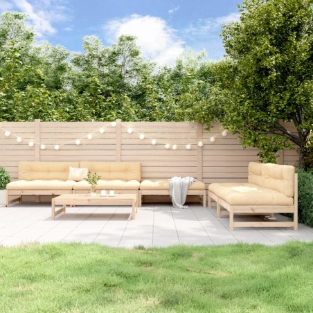 vidaXL Juego de muebles de jardín 6 piezas madera maciza de pino