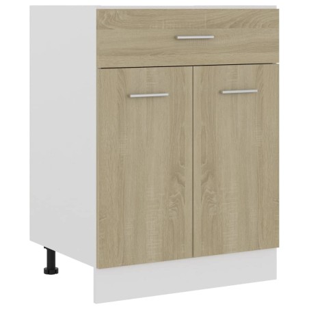 vidaXL Armario inferior cajón contrachapada color roble 60x46x81,5cm