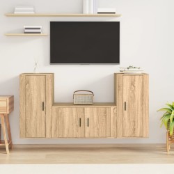 vidaXL Set de muebles para TV 3 pzas madera contrachapada roble sonoma