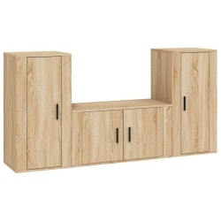 vidaXL Set de muebles para TV 3 pzas madera contrachapada roble sonoma