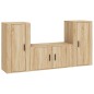 vidaXL Set de muebles para TV 3 pzas madera contrachapada roble sonoma