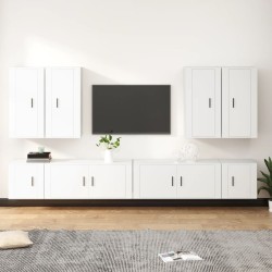 vidaXL Set de muebles para TV 8 piezas madera contrachapada blanco