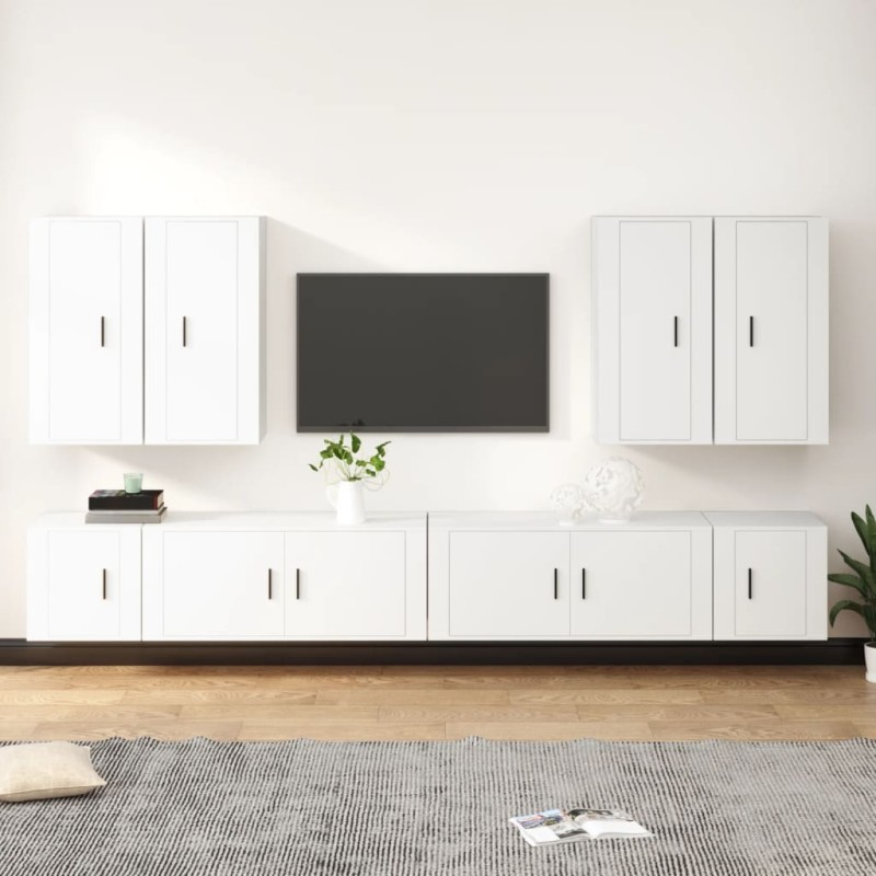 vidaXL Set de muebles para TV 8 piezas madera contrachapada blanco vidaXL Set de muebles para TV 8 piezas madera contrachapada blanco
