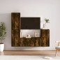 vidaXL Set de muebles de TV 4 pzas madera contrachapada roble ahumado