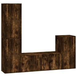 vidaXL Set de muebles de TV 4 pzas madera contrachapada roble ahumado